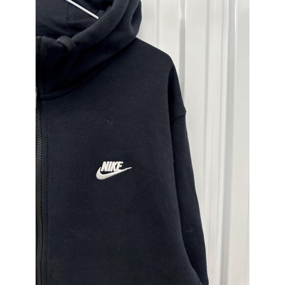 Nike Black Zip Hoodie, Classic Swoosh Sweatshirt, Size Medium - Picture 3 of 4